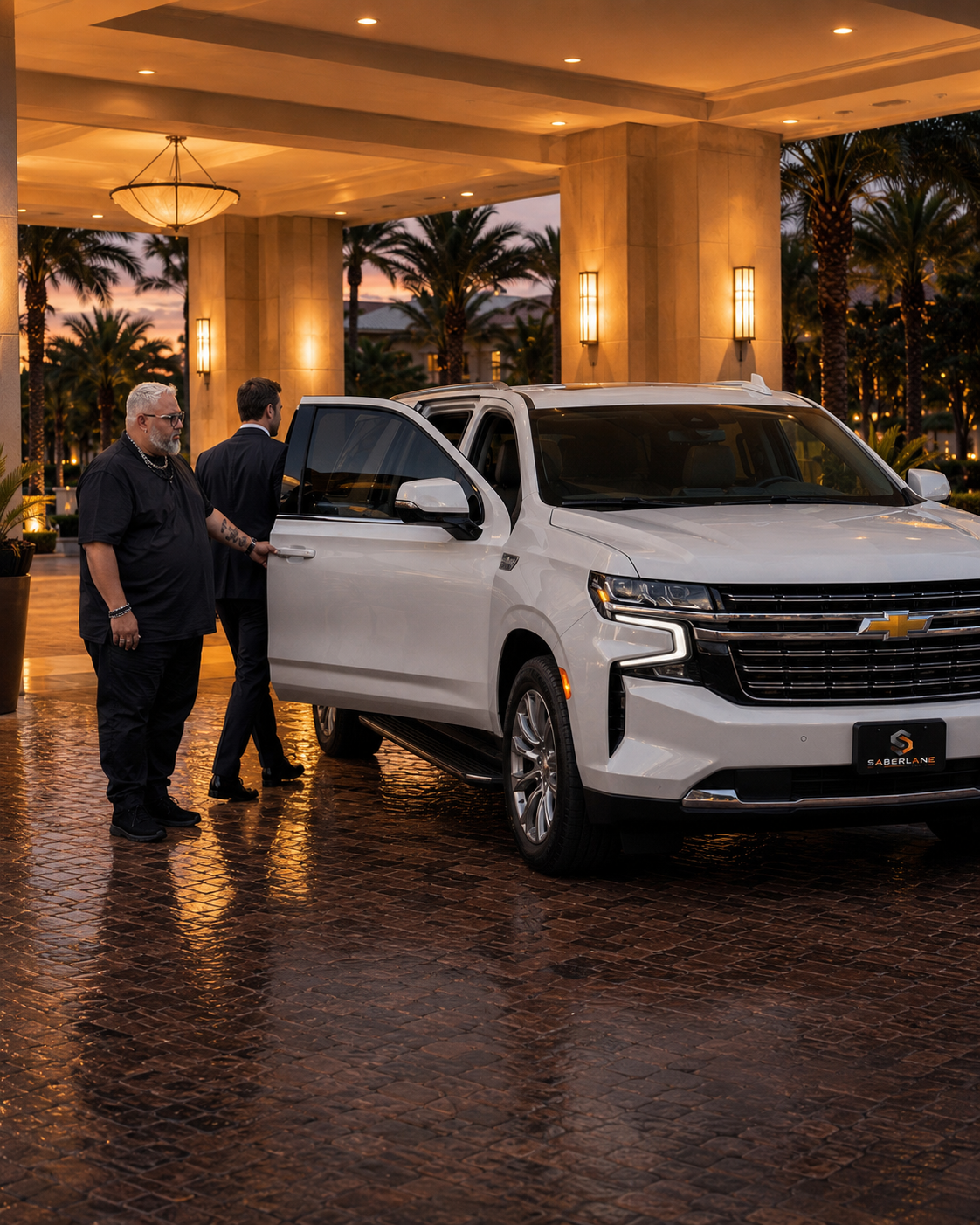 SABERLANE chauffeur providing executive service at luxury hotel