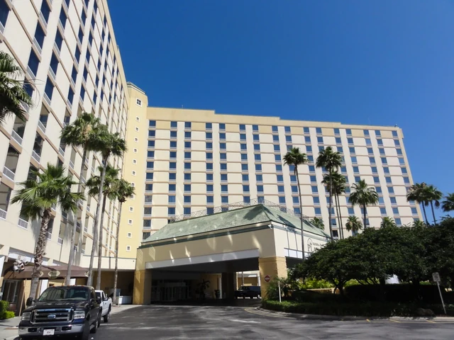 Rosen Plaza hotel exterior, archive photograph